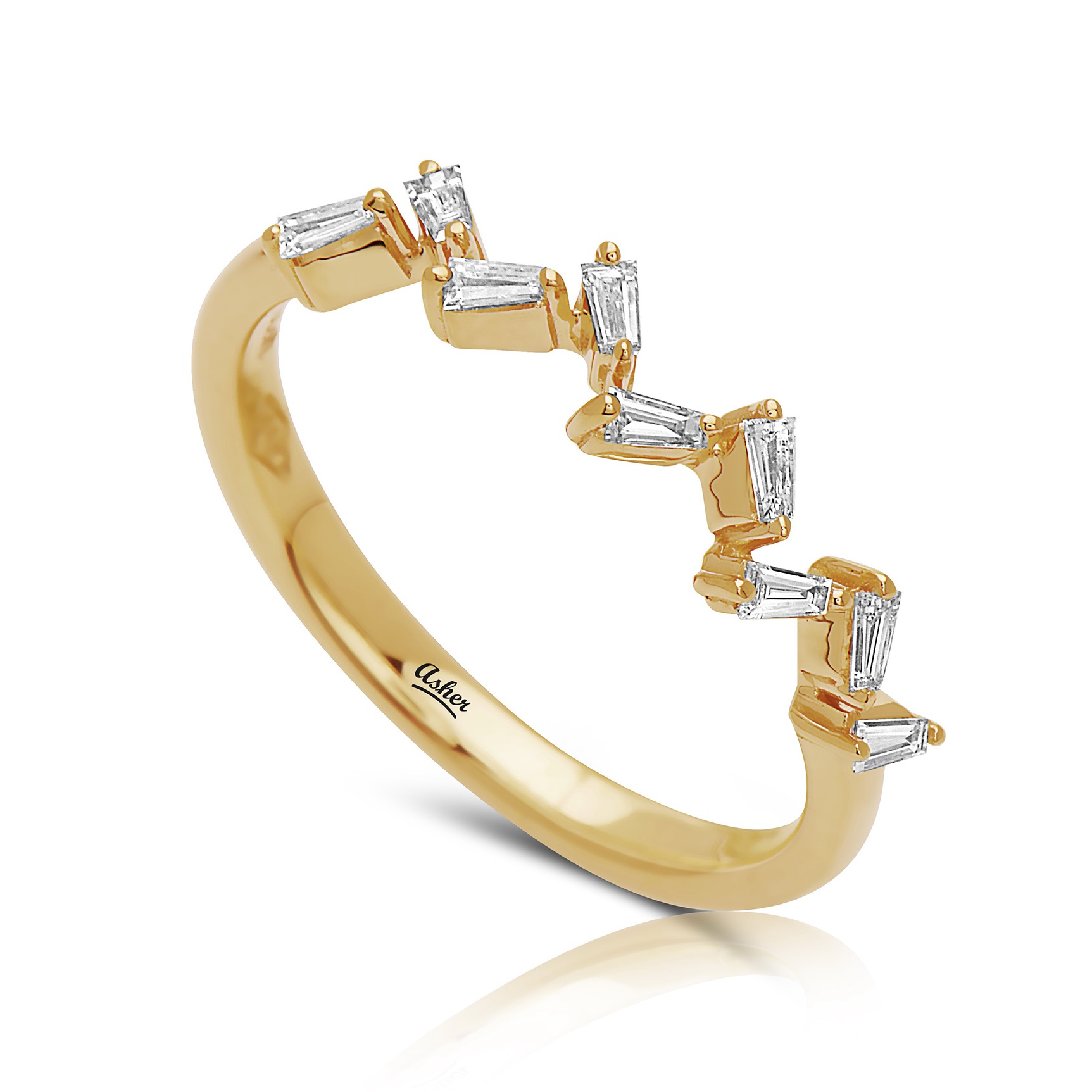 14k gold zig-zag diamond ring